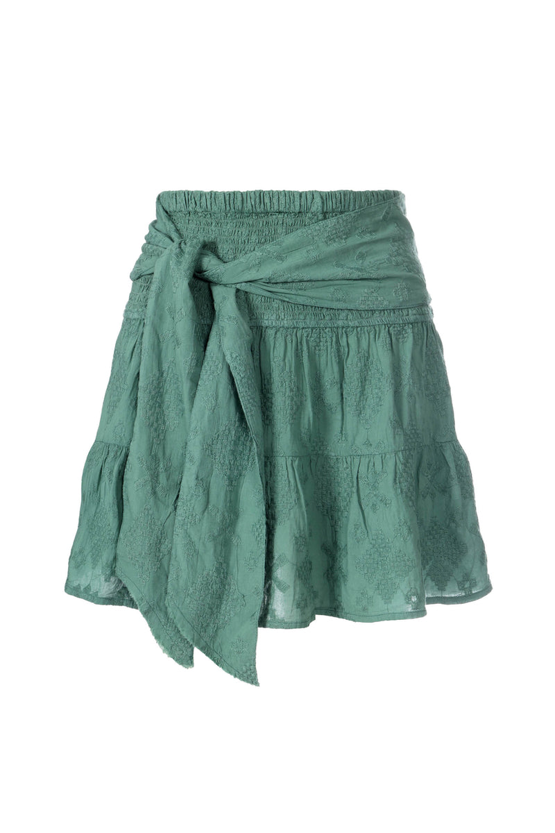 Green Embroidery Skirt WHITE AND VANILLA