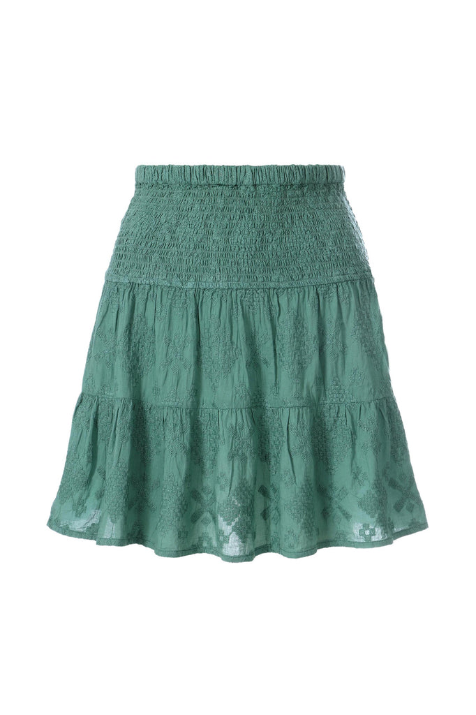 Green Embroidery Skirt WHITE AND VANILLA